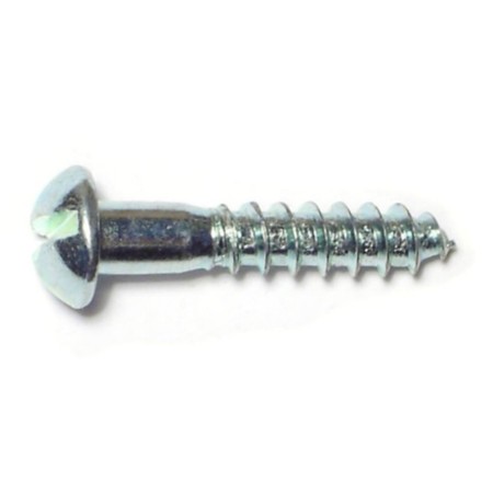 Wood Screw, #8, 7/8 In, Zinc Plated Steel Round Head Slotted Drive, 72 PK